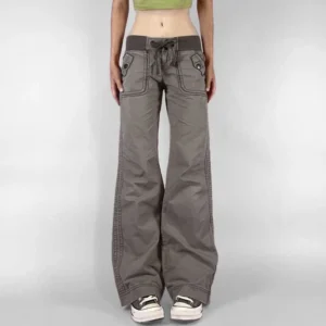Retro Lace-up Low Rise Pants